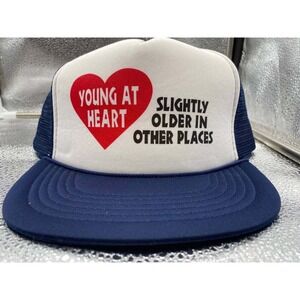 KC Trucker Hat Mens OS Blue Young At Heart Slightly Older In Other Places Funny